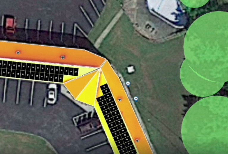 Professional solar design showing aerial view of solar panel layout